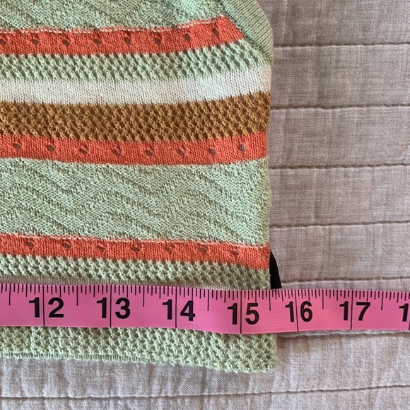 Rvca Y2K Ashley Smith Green and orange striped crochet knit halter crop top L - Picture 6 of 8